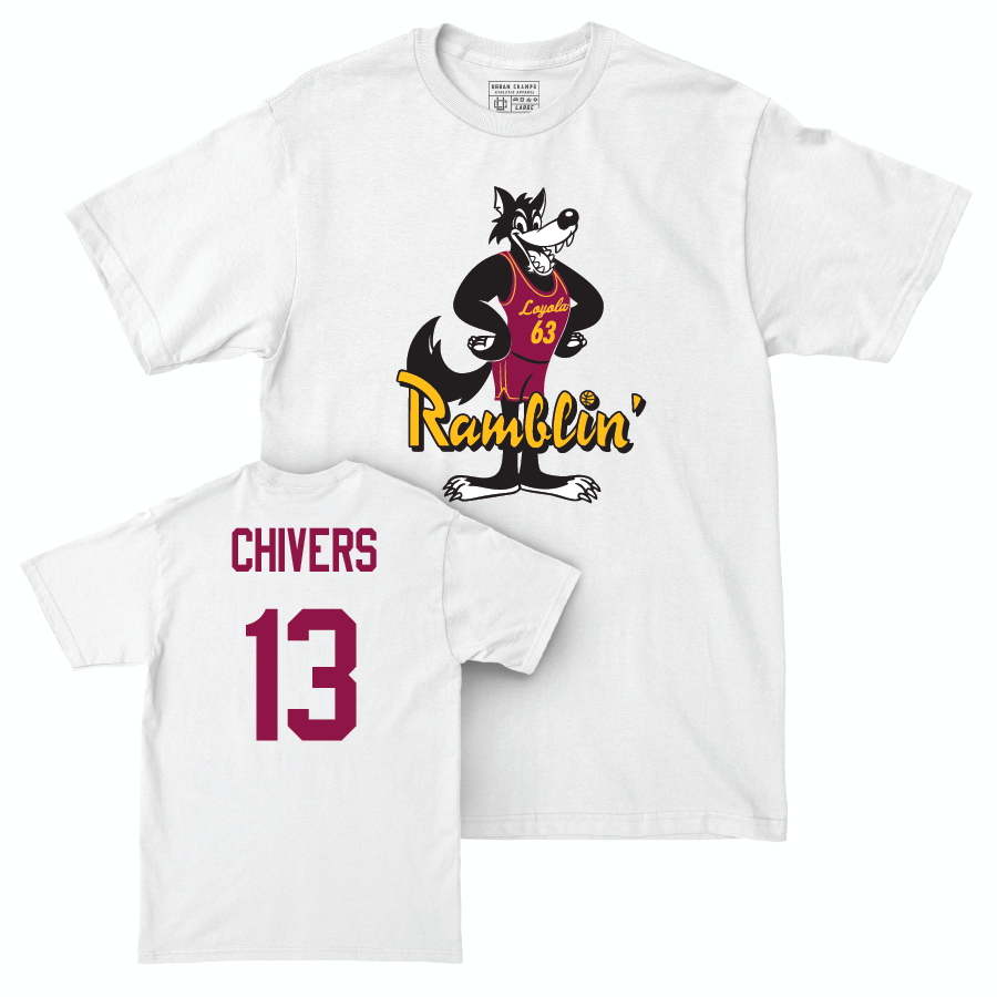 Women's Basketball White Ramblin' Comfort Colors Tee  - Kira Chivers