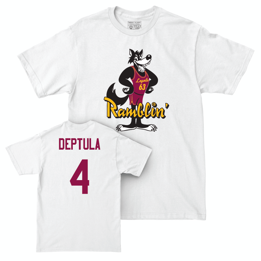 Women's Basketball White Ramblin' Comfort Colors Tee  - Audrey Deptula