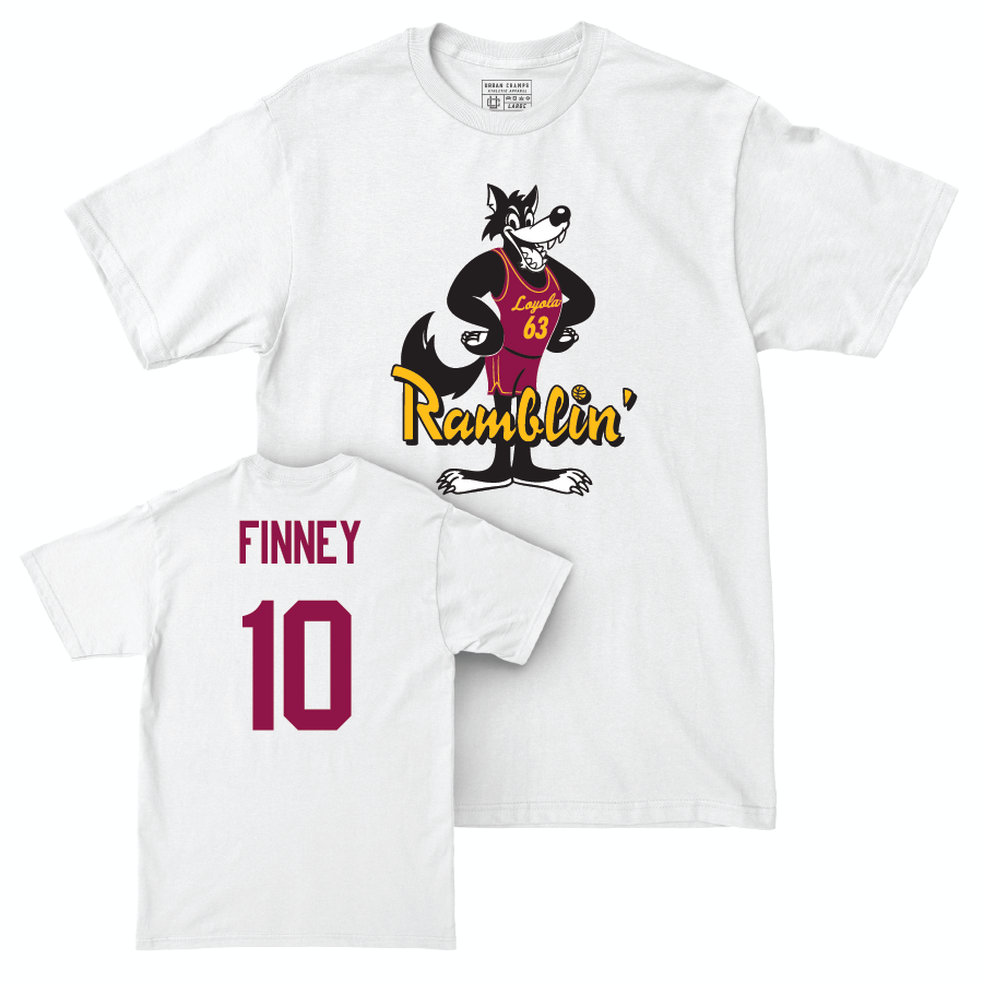 Women's Basketball White Ramblin' Comfort Colors Tee  - Jess Finney