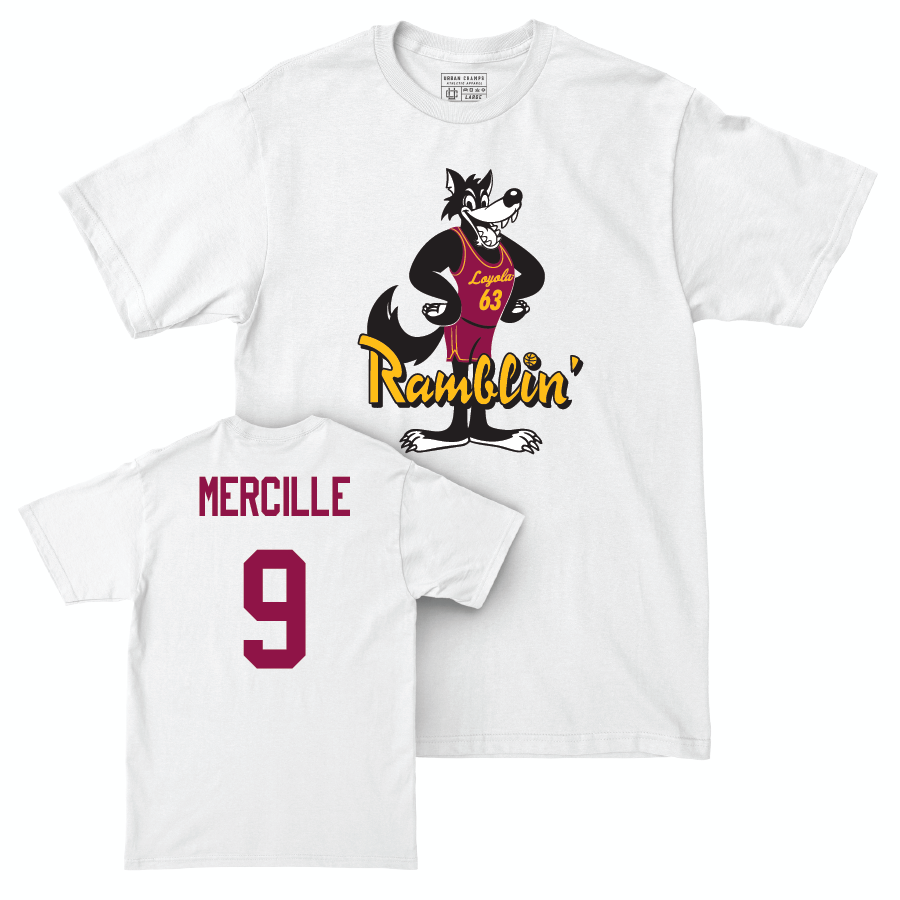 Women's Basketball White Ramblin' Comfort Colors Tee  - Rosalie Mercille