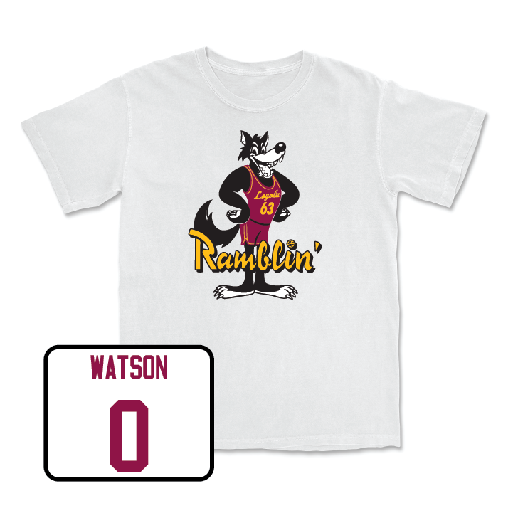 Men's Basketball White Ramblin' Comfort Colors Tee - Des Watson