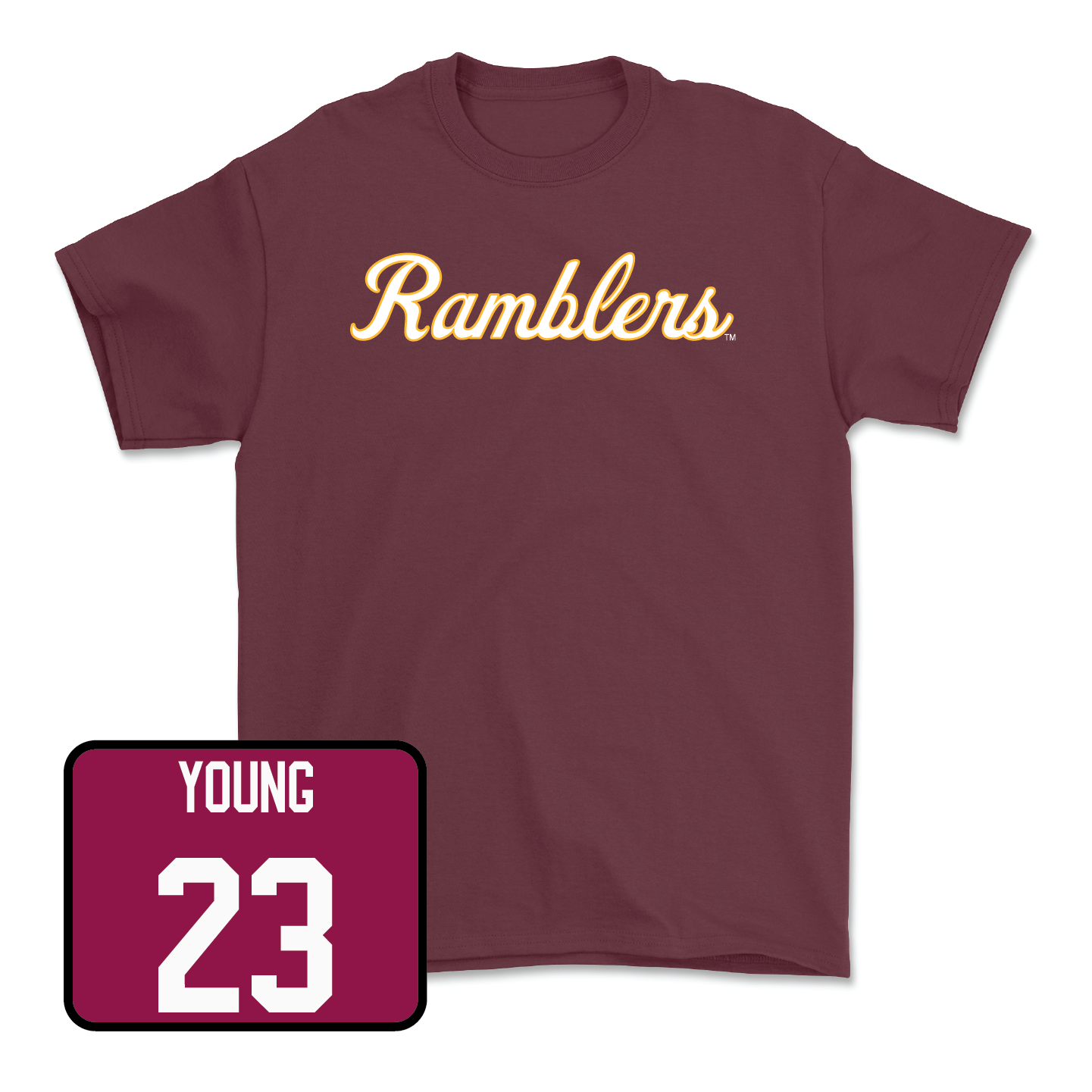 Maroon Men's Soccer Script Tee - Ethan Young